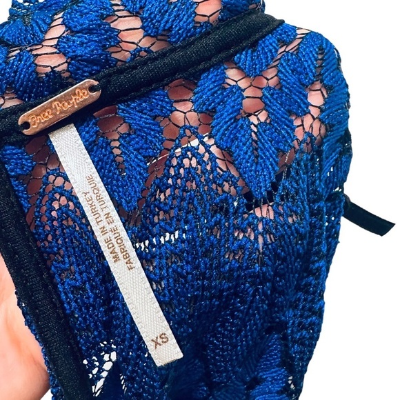 Nwt FREE PEOPLE Simone Lace Crochet Dress Blue size xs OB668240 - Picture 9 of 12